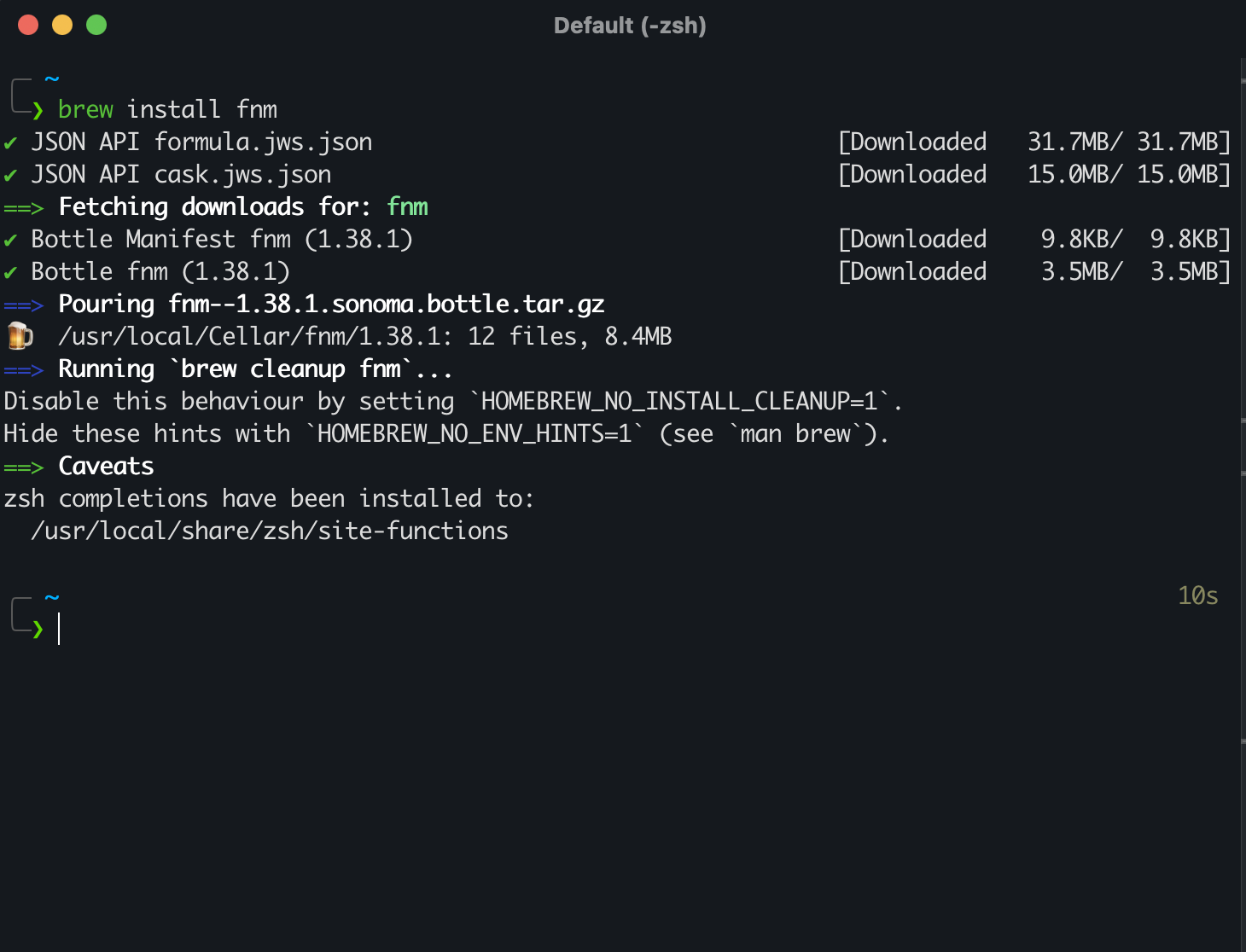 brew install fnm
